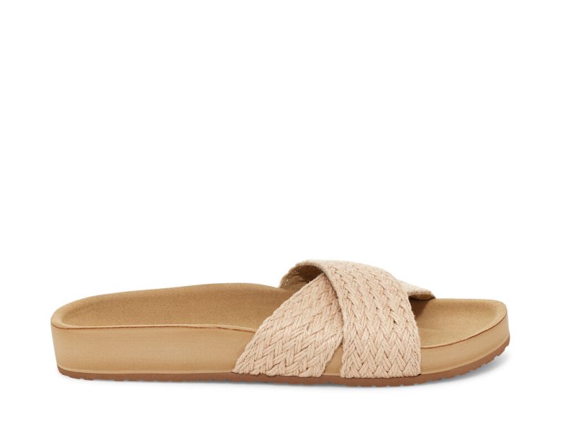 Sanuk She Cruzy Jute Vegan Slide - Sanuk Sandals Womens Khaki - Philippines XWESHK853